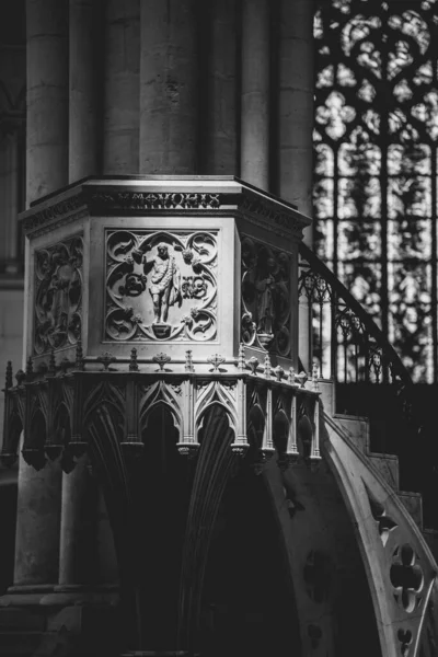 Une Vue Noir Blanc Des Détails Architecture Église — Photo