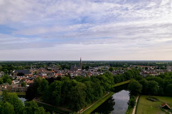 Veduta Aerea Che Mostra Storica Città Olandese Groenlo Con Chiesa — Foto Stock