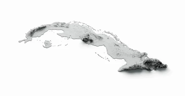 Beyaz Arka Planda Izole Edilmiş Küba Nın Bir Topoğrafya Haritasının — Stok fotoğraf