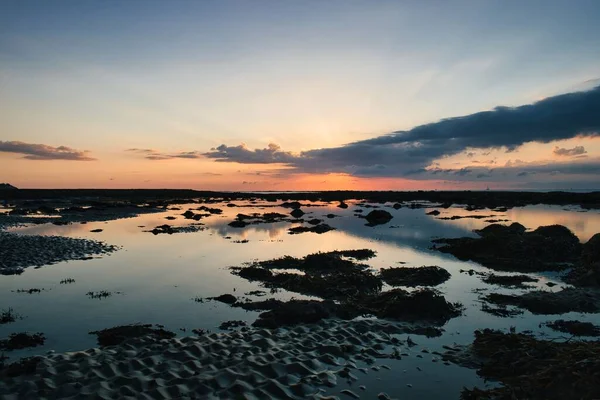 Naturskön Drönarbild Strålande Solnedgång Över Havet Isle Wight — Stockfoto