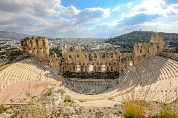 希腊雅典Herode Atticus剧院的奥德安航拍 — 图库照片