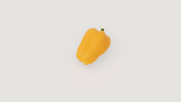A 3d rendering of a yellow bell pepper on a white background.