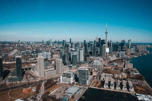 Letecký Pohled Panorama Toronta Kanadském Ontariu Zachycený Zimě — Stock fotografie