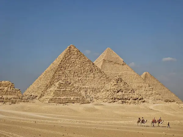 Paisagem Das Três Pirâmides Principais Gizé — Fotografia de Stock