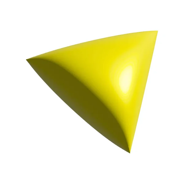 Una Decoración Forma Triángulo Color Amarillo Aislada Sobre Fondo Blanco — Foto de Stock