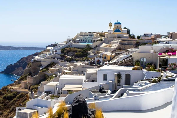 Ein Malerischer Blick Auf Die Küstenstadt Oia Auf Santorin Griechenland — Stockfoto