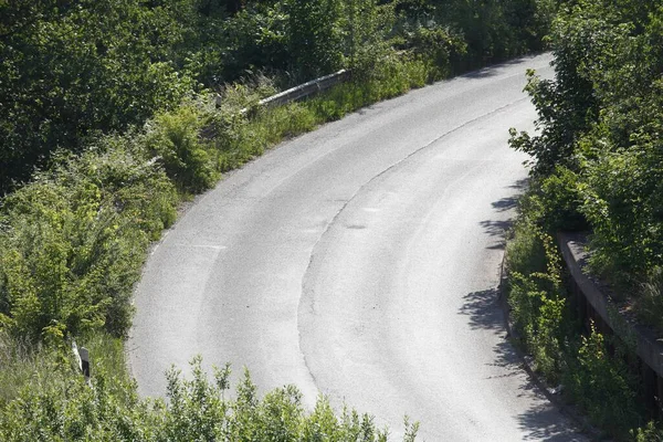 High Angle Shot Empty Asphalt Road Curve Countryside Germany — Stock Photo, Image