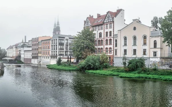 Edifícios Beira Mar Opole Veneza Dia Nebuloso Polônia — Fotografia de Stock