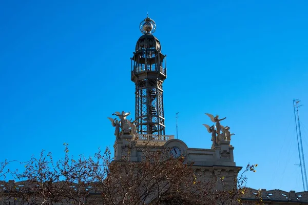 Tornet Post Och Telegrafbyggnaden Oficina Correos Nära Rådhustorget Valencia Spanien — Stockfoto