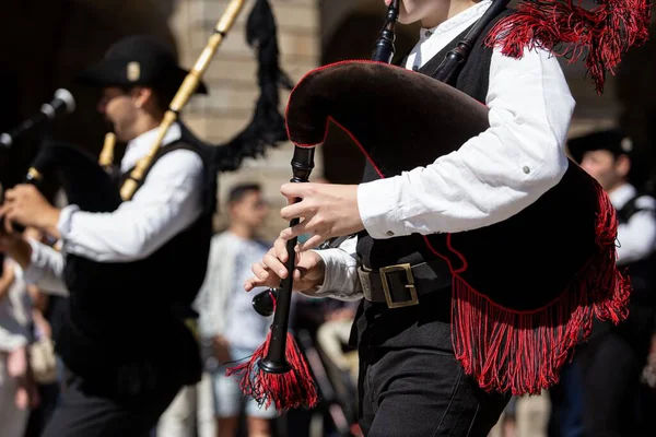 Szkocki Piper Grający Ulicy Festiwalu Muzycznym — Zdjęcie stockowe