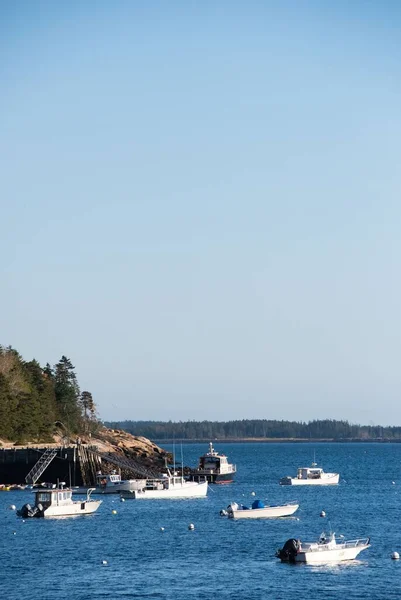 Colpo Verticale Barche Intorno Porto Bar Nel Maine Stati Uniti — Foto Stock
