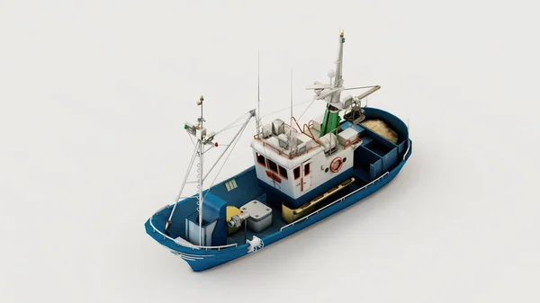 Крупный План Красивой Лодки Белом Фоне — стоковое фото