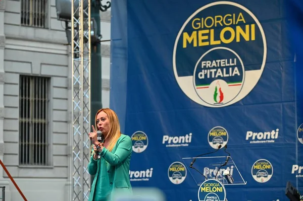 Fratelli Italia Party Leader Giorgia Meloni Electoral Rally Forthcoming National — Stock Photo, Image