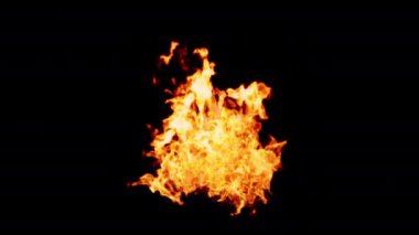 Yanan kırmızı kıvılcımlar, siyah arka planda izole edilmiş büyük bir yangından yükselir. Güzel soyut duvar kağıdı.