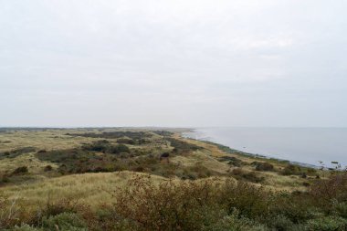 Hollanda 'da bulunan Ameland' da görülen kıyı şeridinin manzarası