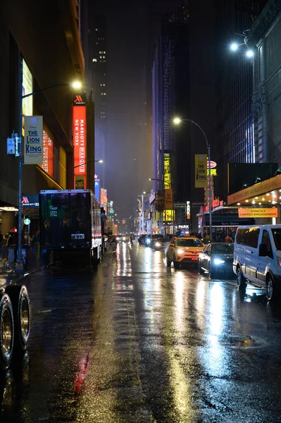 Уночі Нью Йорку Дощ Вулицях — стокове фото