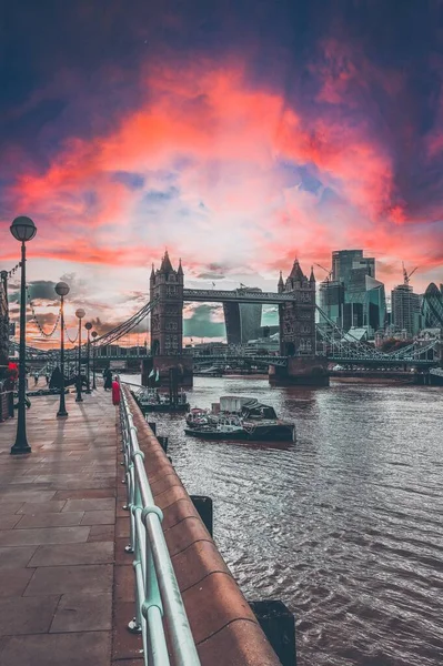 Uma Bela Foto London Tower Bridge Durante Pôr Sol — Fotografia de Stock