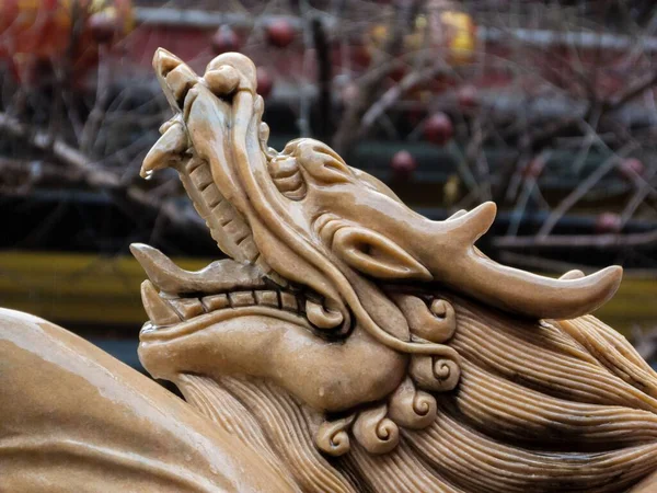 Крупный План Скульптуры Дракона Китайском Квартале Буэнос Айреса Аргентина — стоковое фото