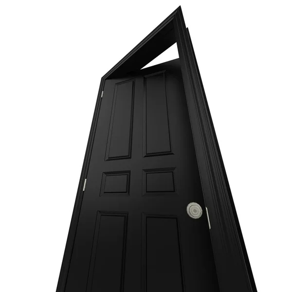 Ανοικτή Μαύρη Απομονωμένη Εσωτερική Πόρτα Κλειστή Απεικόνιση Απόδοση — Φωτογραφία Αρχείου