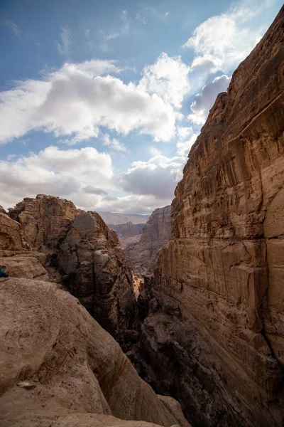 Een Luchtfoto Van Prachtige Bergen Petra Jordanië — Stockfoto