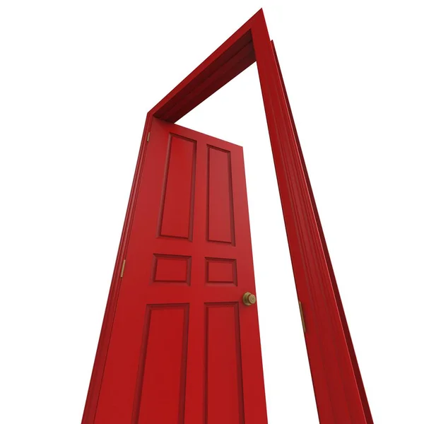 Otwarte Izolowane Czerwone Drzwi Wewnętrzne Zamknięte Ilustracja Renderowania — Zdjęcie stockowe