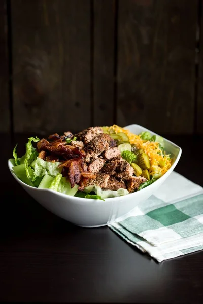 Gros Plan Une Salade Steak Santé — Photo