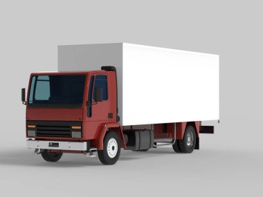 Kamyon nakliye aracı, beyaz arkaplanda 3d görüntü izole etti