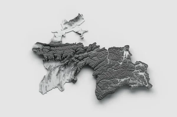 Uma Ilustração Mapa Tajiquistão Isolado Fundo Branco — Fotografia de Stock