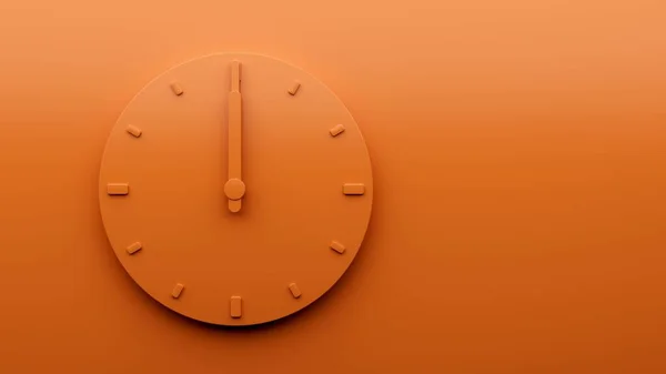 Eine Minimale Orangefarbene Uhr Zwölf Uhr Abstrakte Minimalistische Wanduhr Illustration — Stockfoto