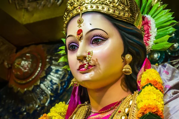 Hermoso Ídolo Maa Durga Siendo Adorado Mandal Mumbai Para Navratri — Foto de Stock