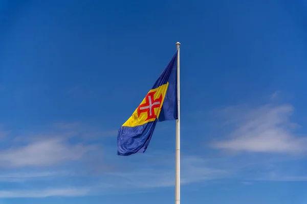 Красивый Снимок Флага Автономной Области Мадейра Португалия — стоковое фото