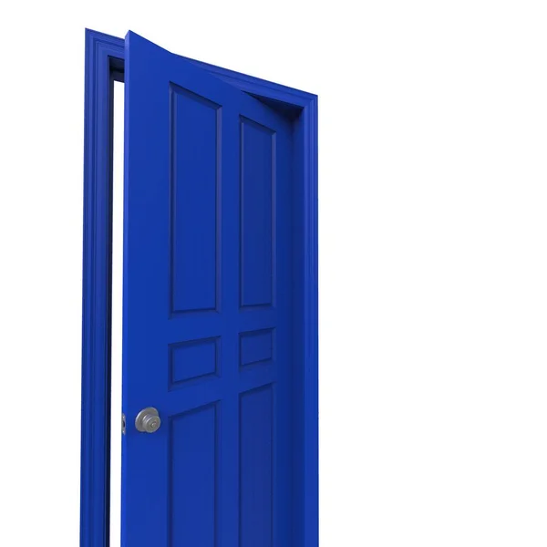 Μπλε Ανοιχτή Απομονωμένη Εσωτερική Πόρτα Κλειστή Απεικόνιση Απόδοση — Φωτογραφία Αρχείου