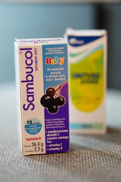 Polish Sambucol Brand Syrup Coughing — Stock Photo, Image