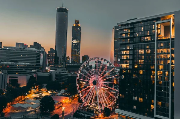 Una Hermosa Toma Del Skyview Atlanta Durante Atardecer — Foto de Stock
