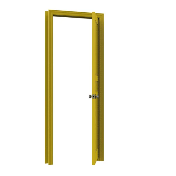 Κίτρινο Ανοιχτό Απομονωμένη Εσωτερική Πόρτα Κλειστή Απεικόνιση Απόδοση — Φωτογραφία Αρχείου