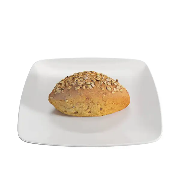 Beyaz Arka Planda Izole Edilmiş Yuvarlak Bir Ekmeğin Boyutlu Bir — Stok fotoğraf