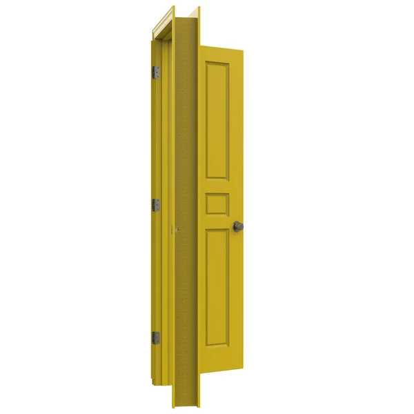 Gele Open Geïsoleerde Binnendeur Gesloten Illustratie Rendering — Stockfoto