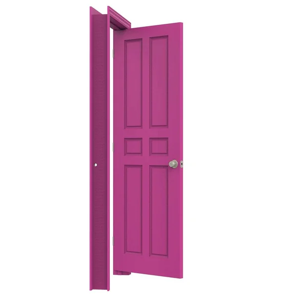 Open Pink Isolated Interior Door Closed Illustration Rendering — Stock Photo, Image
