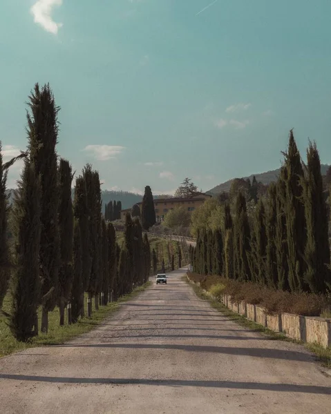 Samochód Jazdy Toskanii Wzgórza Firenze Włochy — Zdjęcie stockowe