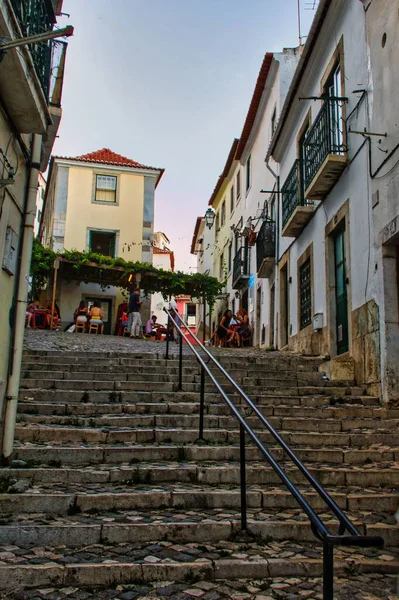 Narrow Streets Historical Downtown Lisbon Portugal Vertical — Stock Photo, Image