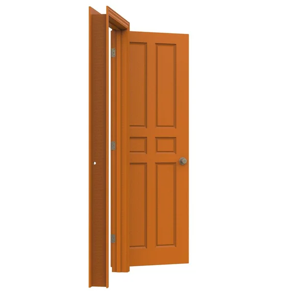 Άνοιγμα Απομονωμένη Πορτοκαλί Εσωτερική Πόρτα Κλειστή Απεικόνιση Απόδοση — Φωτογραφία Αρχείου