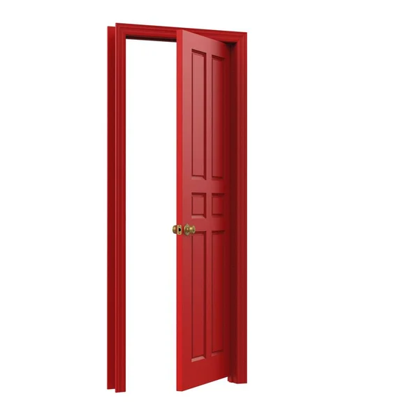 Ανοικτή Απομονωμένη Κόκκινη Εσωτερική Πόρτα Κλειστή Απεικόνιση Απόδοση — Φωτογραφία Αρχείου