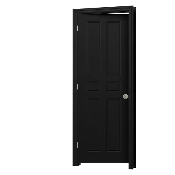 Open Zwart Geïsoleerde Binnendeur Gesloten Illustratie Rendering — Stockfoto