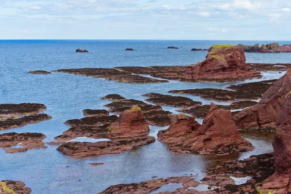 Uma Foto Alto Ângulo Formações Pedra Costa North Berwick Escócia — Fotografia de Stock