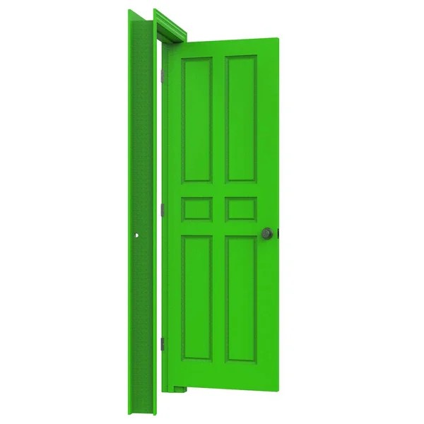 Verde Aperto Isolato Porta Interna Chiusa Illustrazione Rendering — Foto Stock
