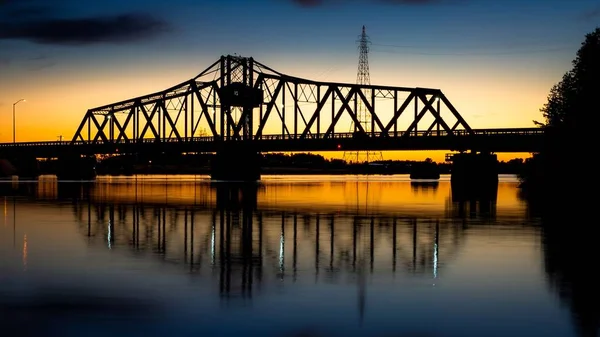 Esta Ponte Balanço 109 Anos Está Localizada Little Current Ontário — Fotografia de Stock