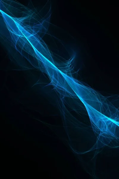 Fondo Negro Vertical Con Flujos Luz Azul Brillante Espacio Copia — Foto de Stock