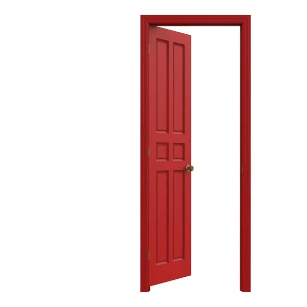 Deschideți Ușa Interioară Roșie Izolată Închisă Redare Ilustrație — Fotografie, imagine de stoc