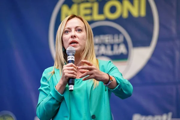 Electoral Rally Giorgia Meloni Leader Fratelli Italia Candidate Premier — Stock Photo, Image