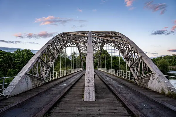 Γέφυρα Χάγκ Μπανκ Κάτω Από Τον Γαλάζιο Ουρανό Wylam Northumberland — Φωτογραφία Αρχείου